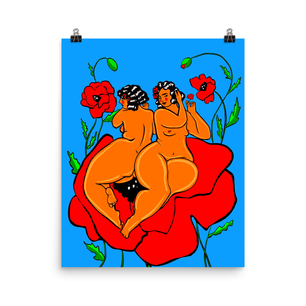 "Flowers In Our Hair" art print by ArtistNatalie, print detail