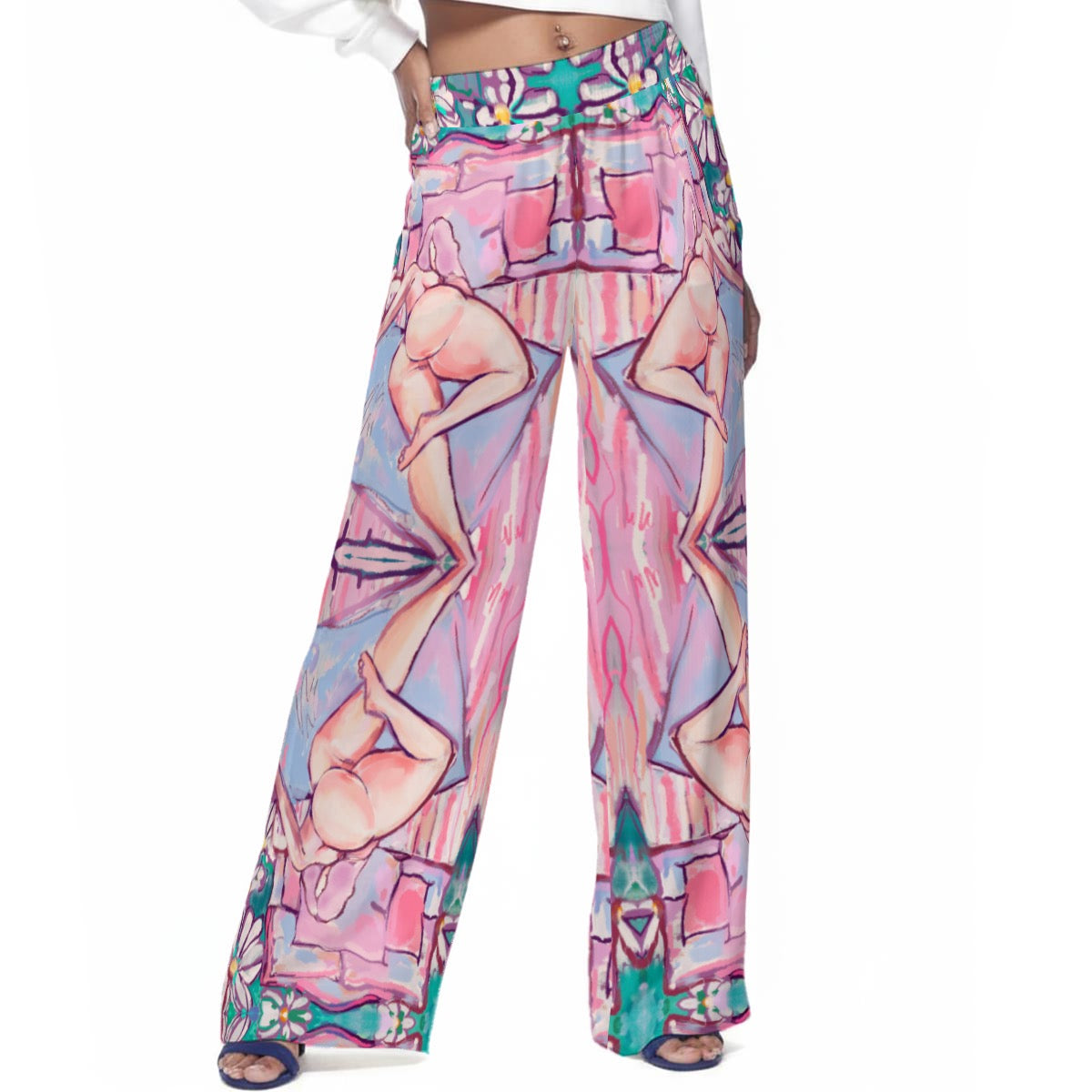 "Daisy" rayon wide-leg pants by ArtistNatalie, back view
