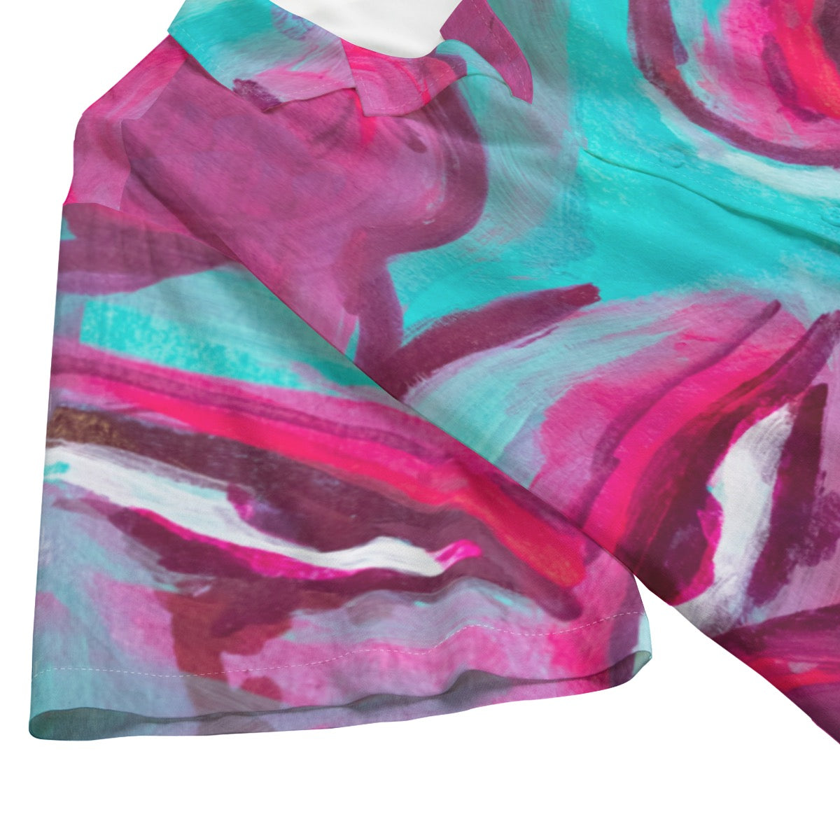 "Zoom Out" rayon button up shirt by ArtistNatalie, styled view