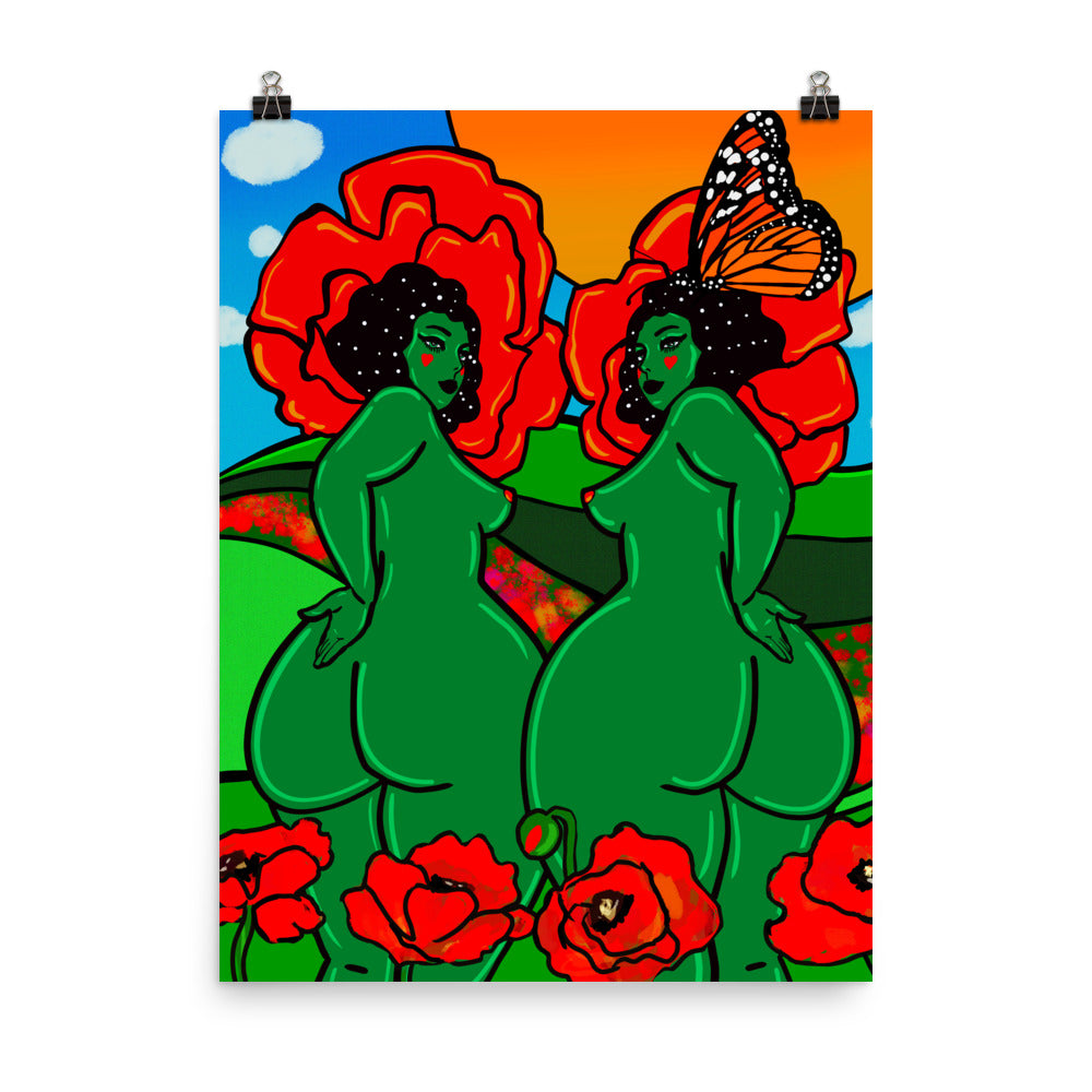 "Super Bloom" art print by ArtistNatalie, framed in a room setting