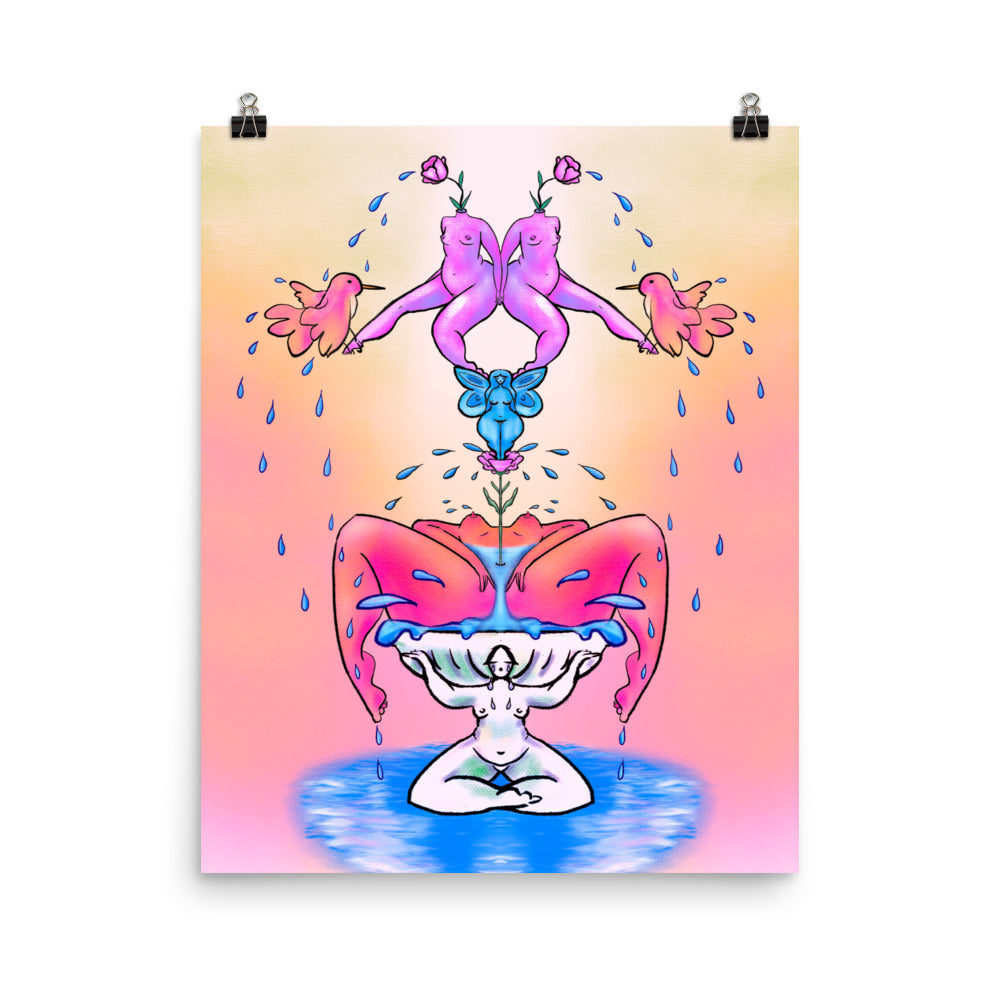 "Bird Bath" art print by ArtistNatalie, print detail