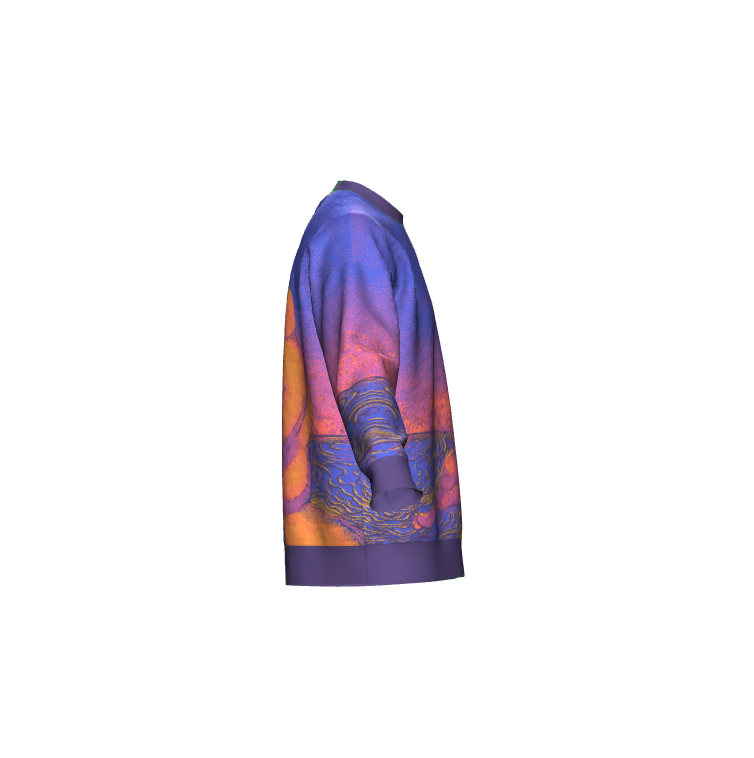 "Sunset On The Old Me" woven sweater by ArtistNatalie, close-up view