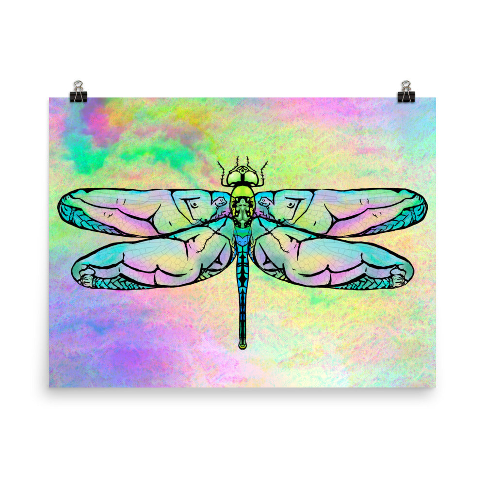 "Dragonfly" art print by ArtistNatalie, framed in a room setting