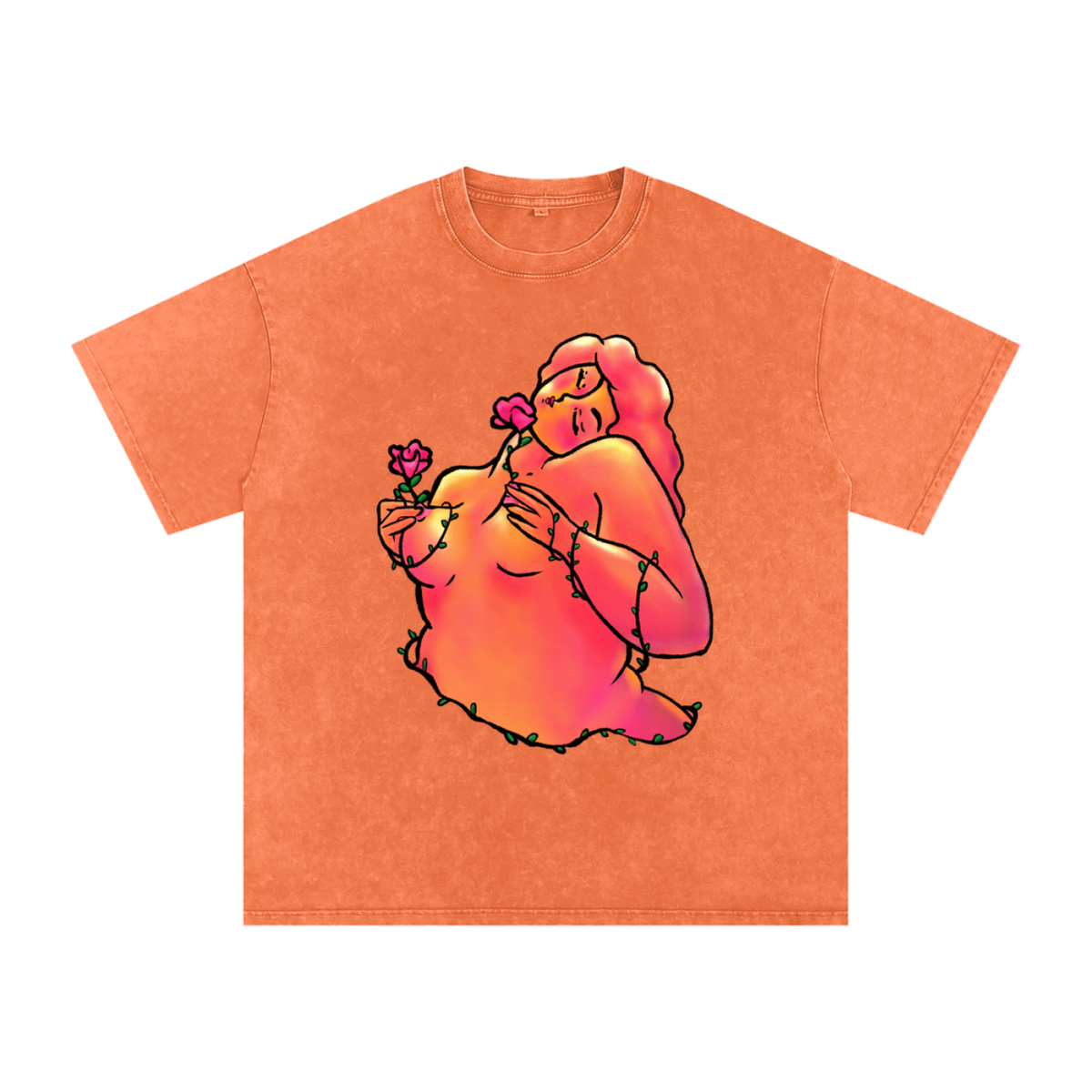 "Up And Up" acid-washed heavyweight cotton tee by ArtistNatalie, front view