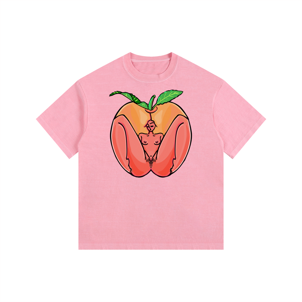 "Peach" retro washed cotton tee by ArtistNatalie, photo 3