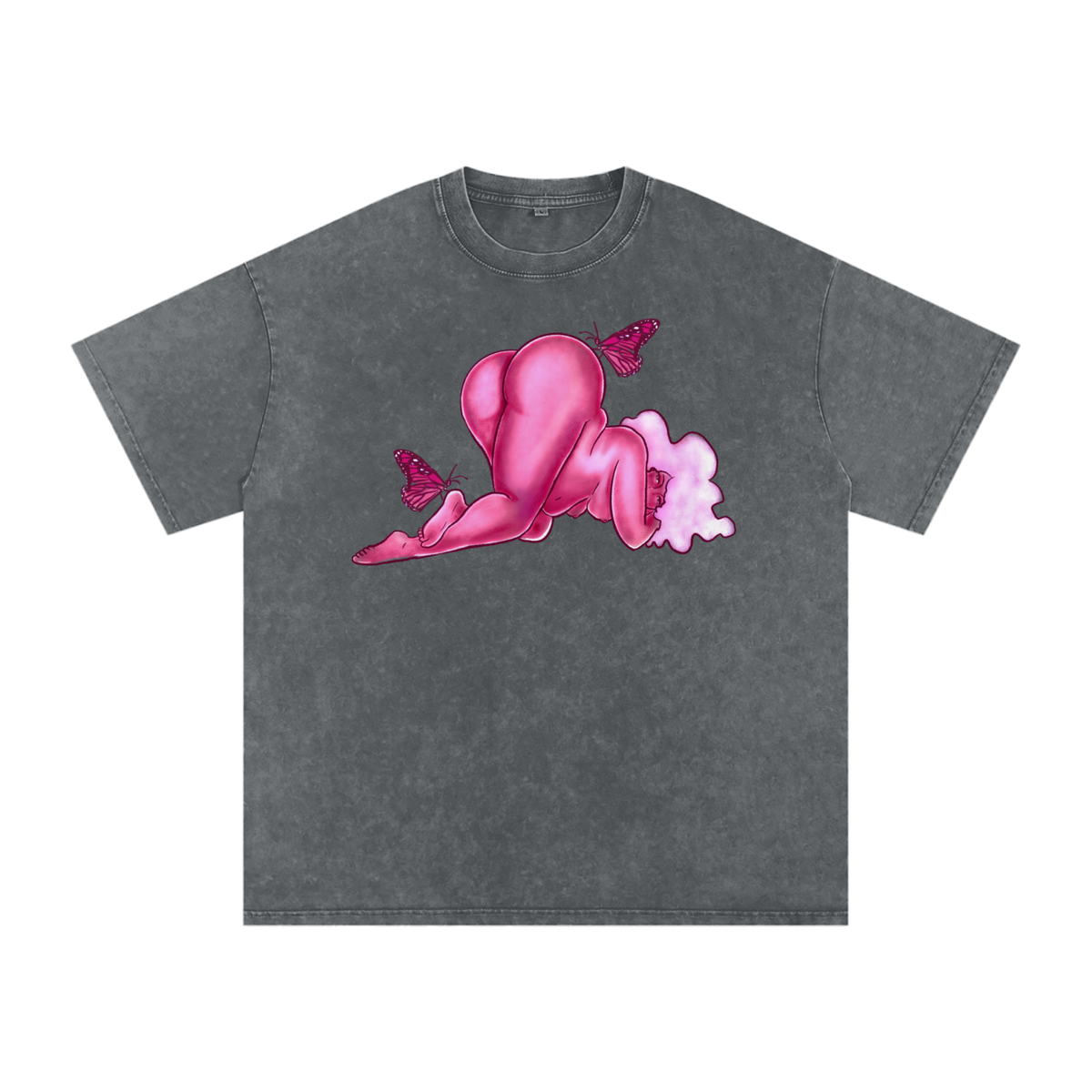 "Hanging Out" acid-washed heavyweight cotton tee by ArtistNatalie, alternate view