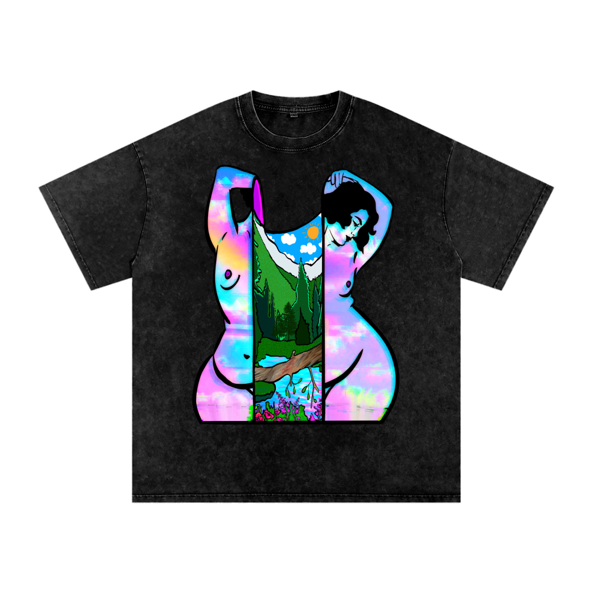 "Inside Out" acid-washed heavyweight cotton tee by ArtistNatalie, alternate view