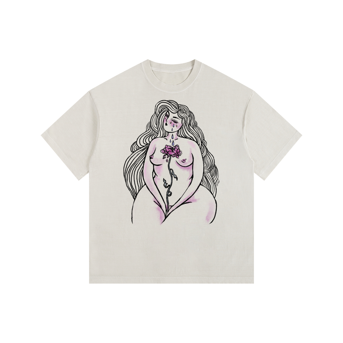 "Rosewater" retro washed cotton tee by ArtistNatalie