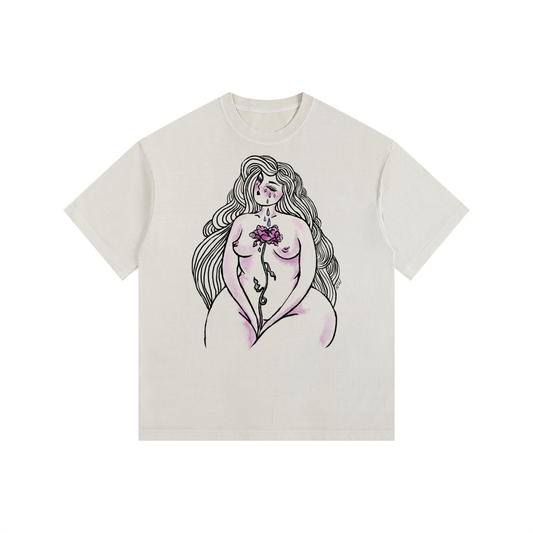 "Rosewater" retro washed cotton tee by ArtistNatalie
