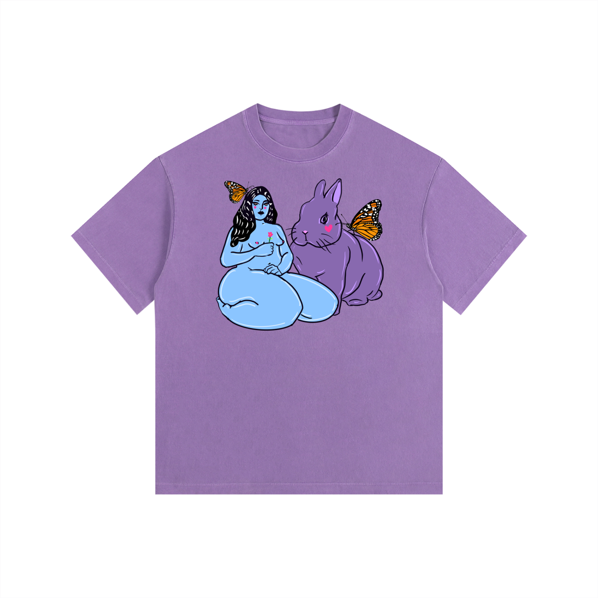 "Bunny" retro washed cotton tee by ArtistNatalie