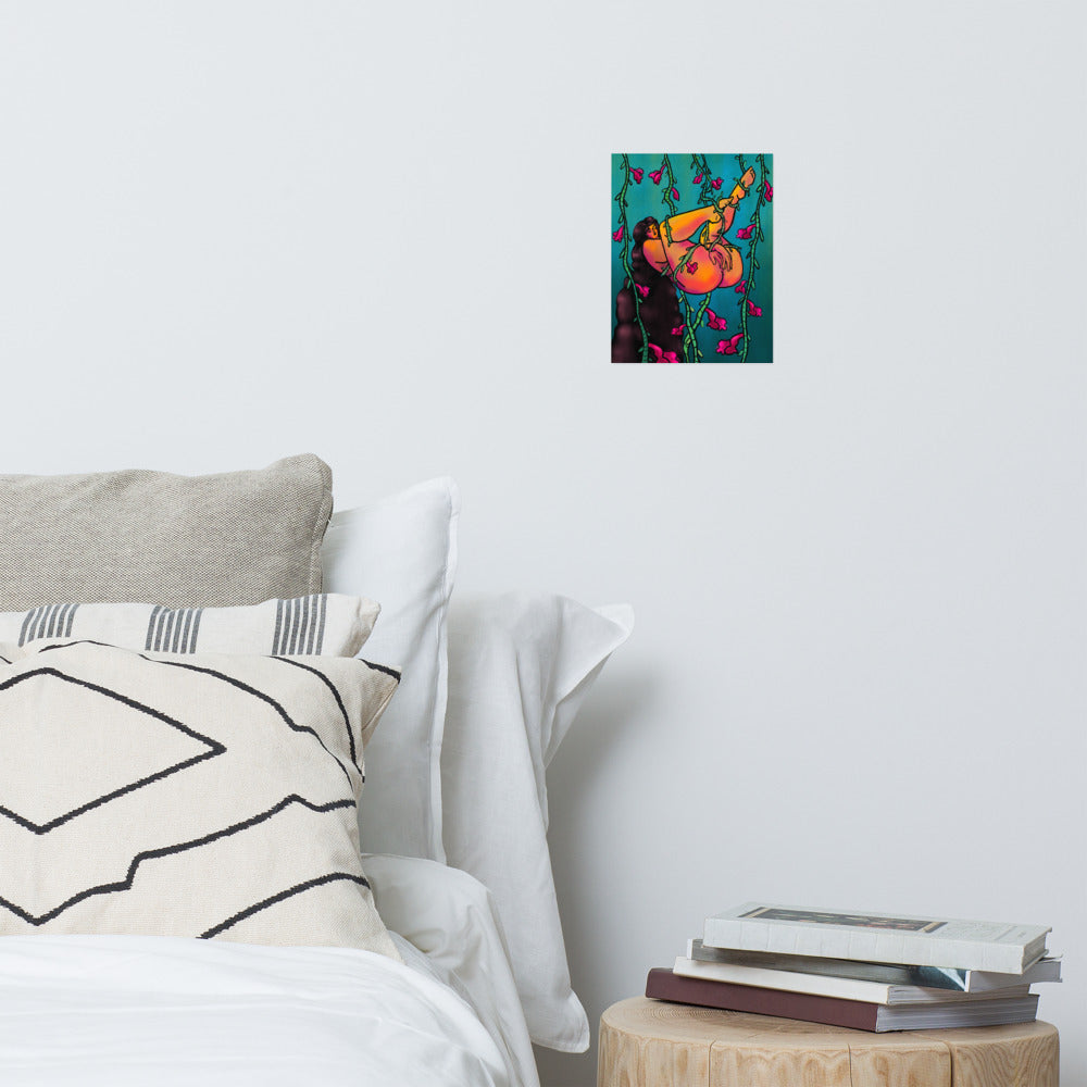 "Caught Up" art print by ArtistNatalie, framed in a room setting