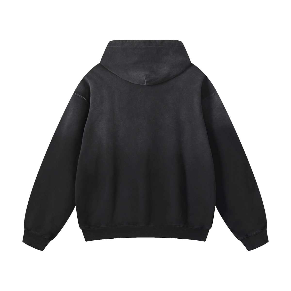 "Rainbow Alaska" heavyweight sunfade hoodie by ArtistNatalie, Black, back view