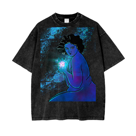 "Energy" acid-washed heavyweight cotton tee by ArtistNatalie, front view