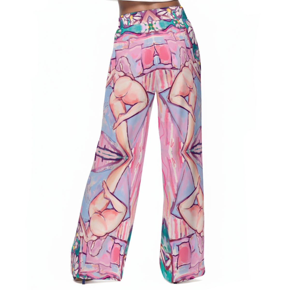 "Daisy" rayon wide-leg pants by ArtistNatalie, front view