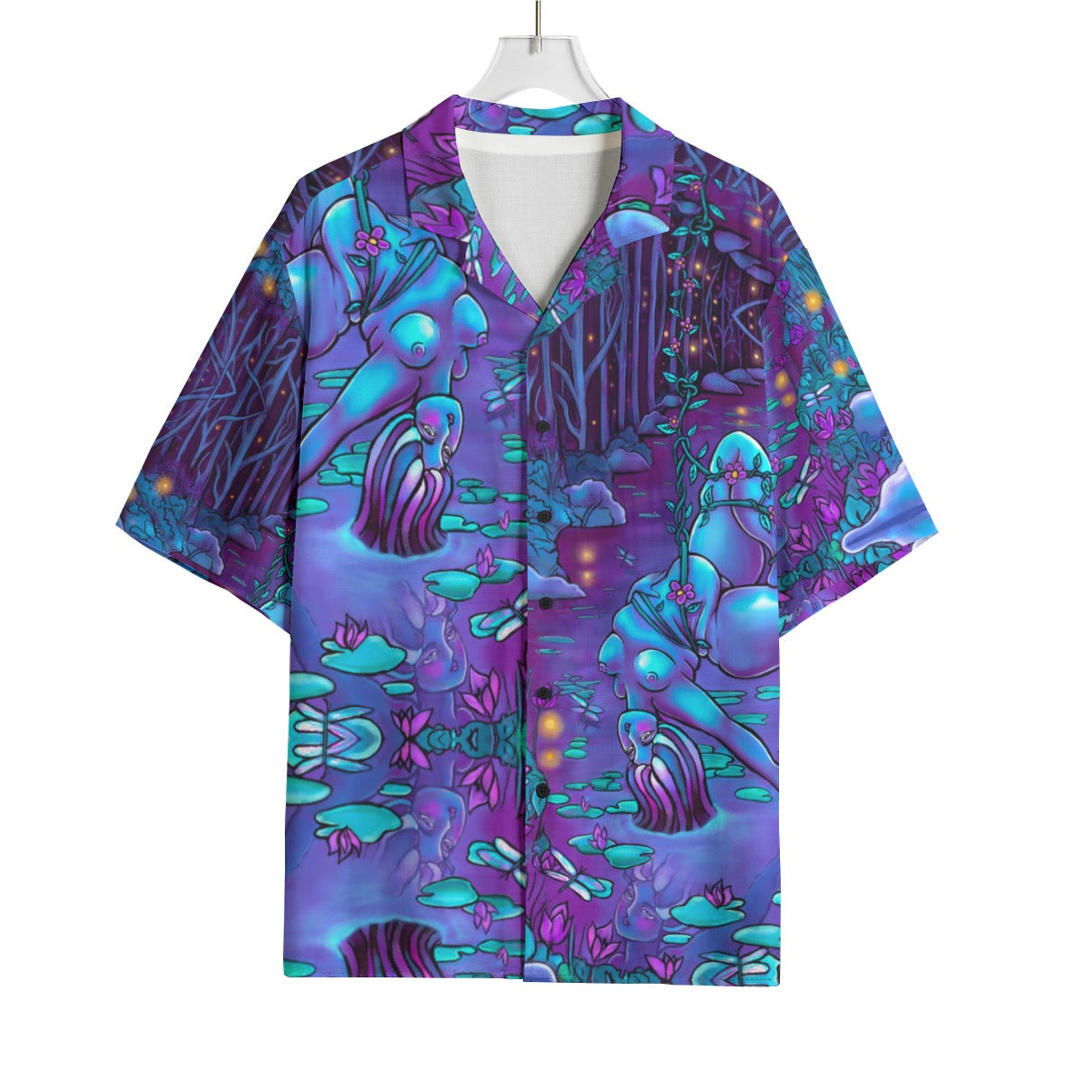 "The Softest Thing in the World" rayon button up shirt by ArtistNatalie, front view