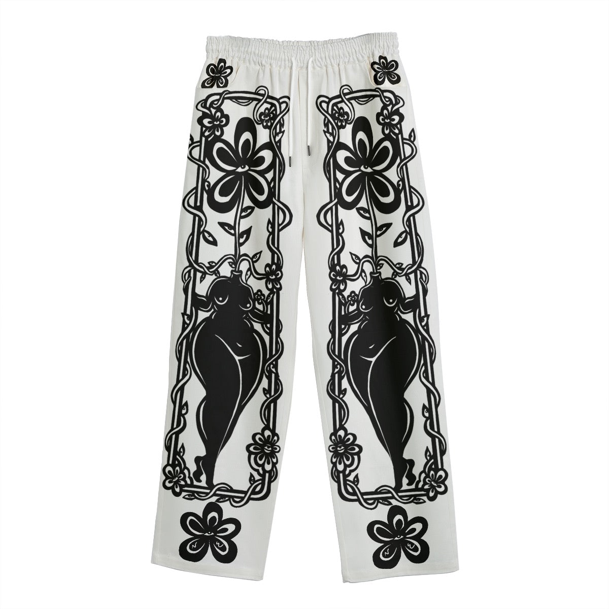 "Connected" cotton straight leg pants by ArtistNatalie, back view
