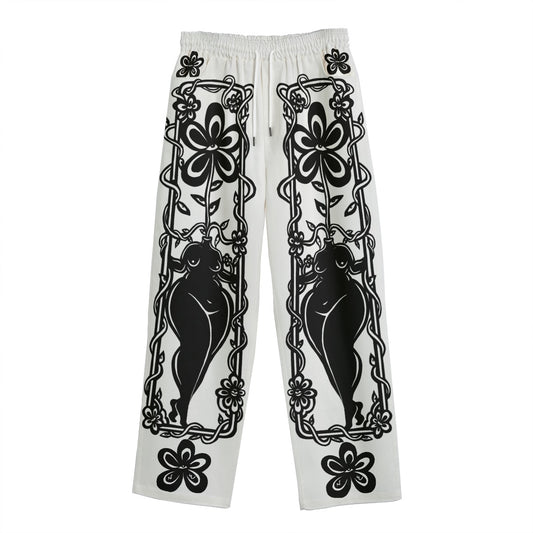 "Connected" cotton straight leg pants by ArtistNatalie, back view
