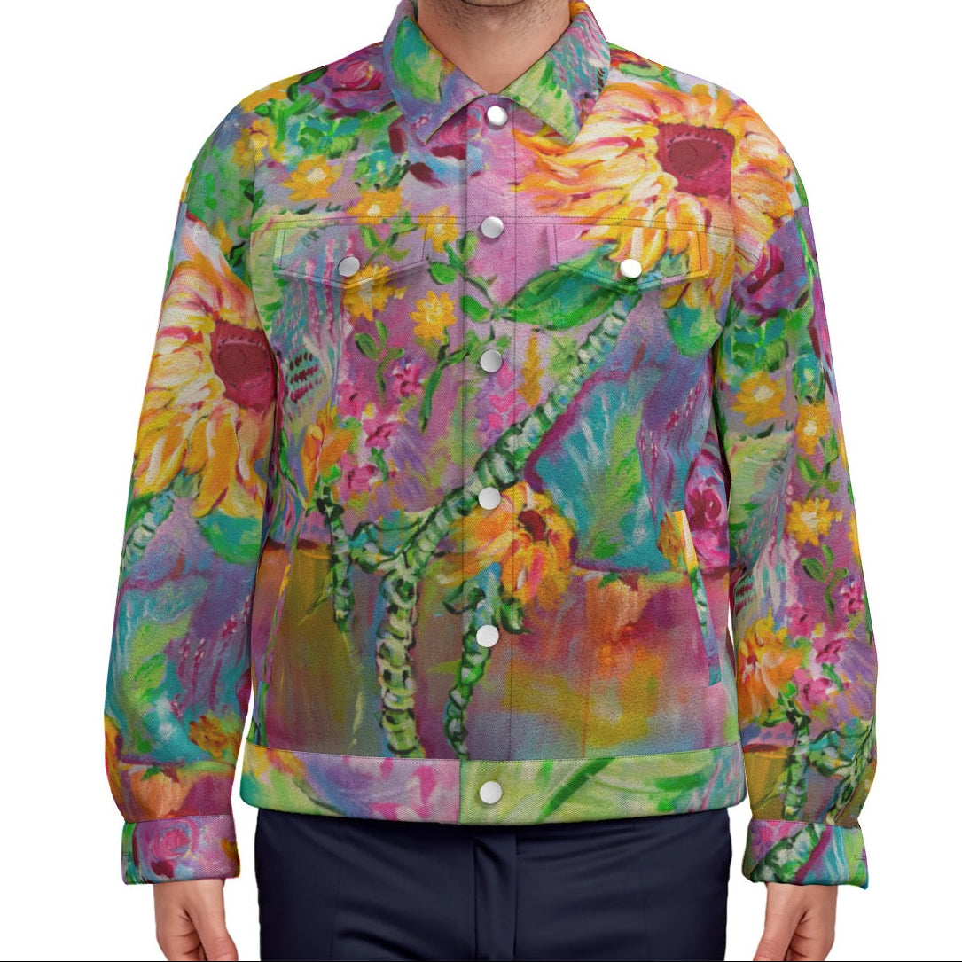 "Sunflower Dream" cotton jacket by ArtistNatalie, back view