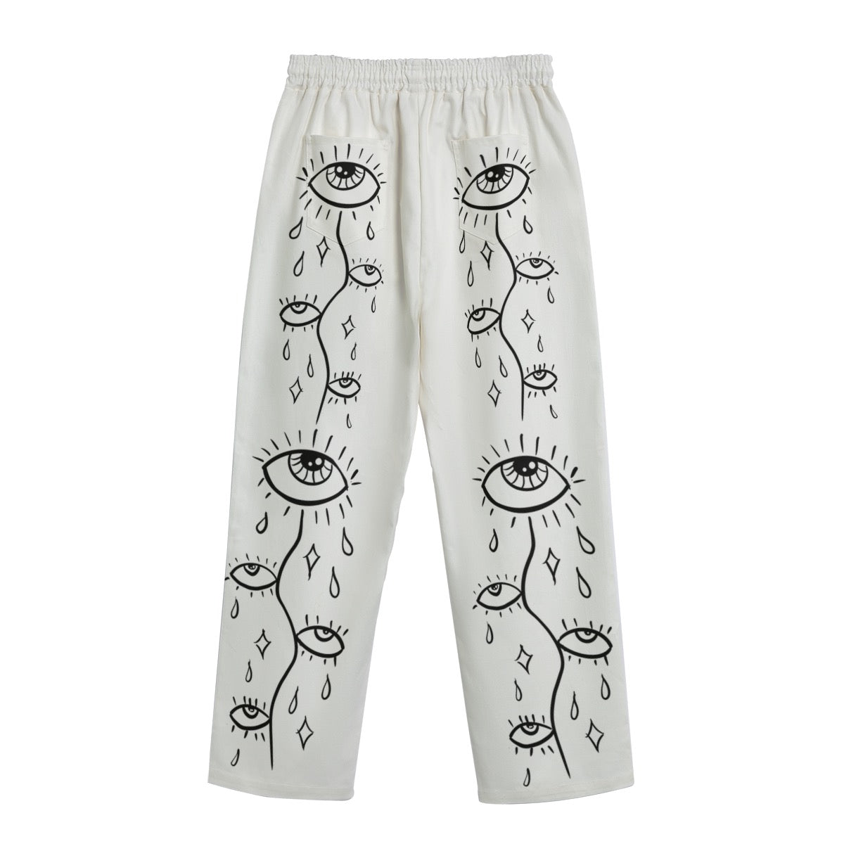 "Eye Wonder" cotton straight leg pants by ArtistNatalie, detail view