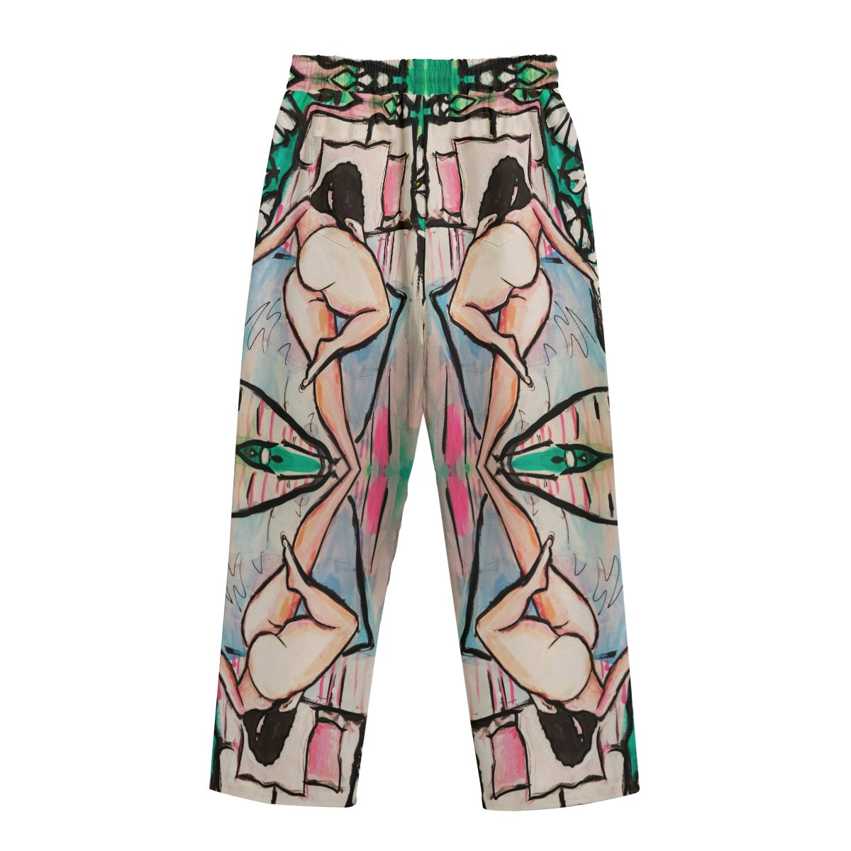 "Daisy" cotton straight leg pants by ArtistNatalie, back view