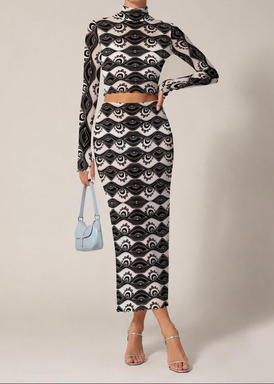 "Eyes on Me" mesh top and skirt set by ArtistNatalie, detail view