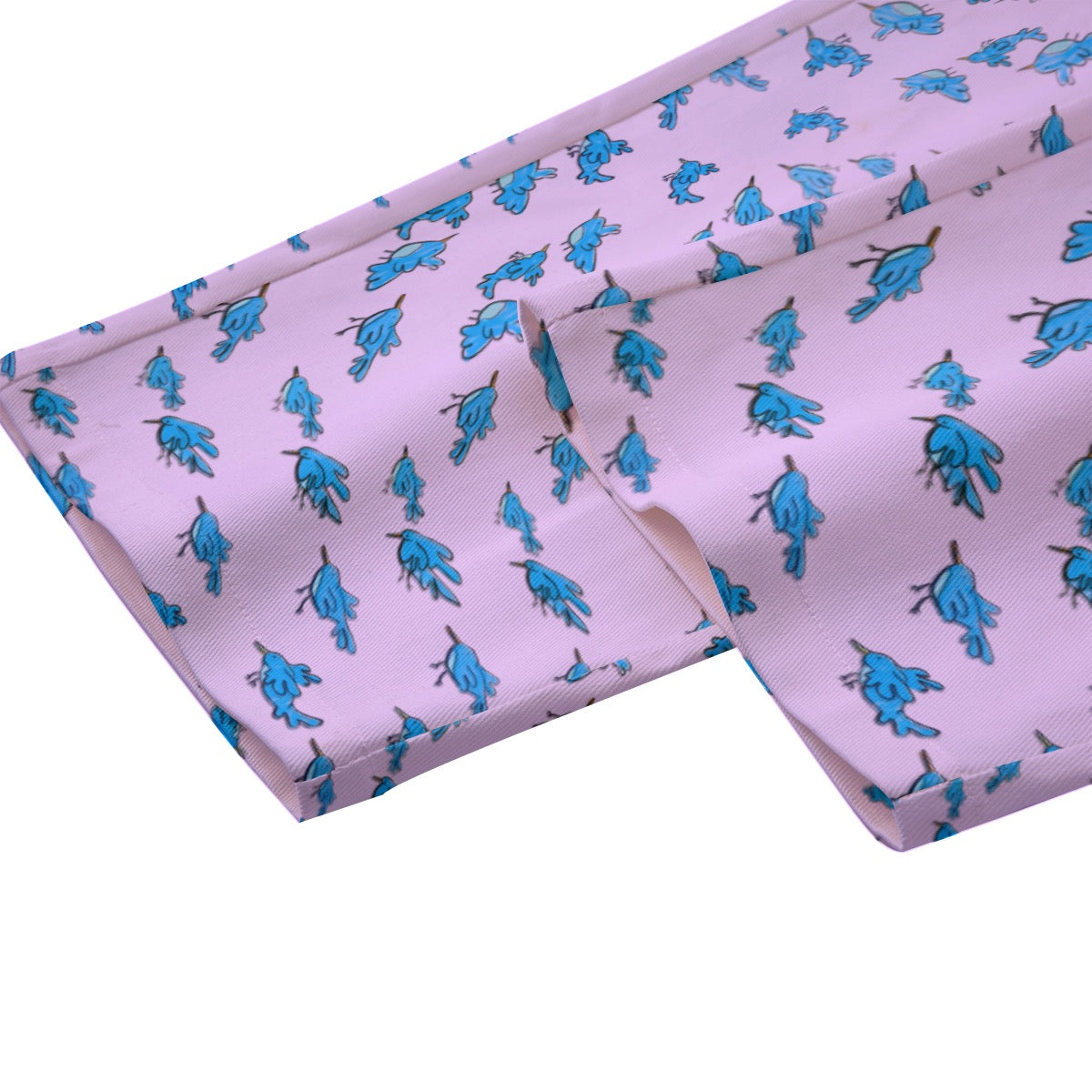 "Birds" cotton straight leg pants by ArtistNatalie, detail view
