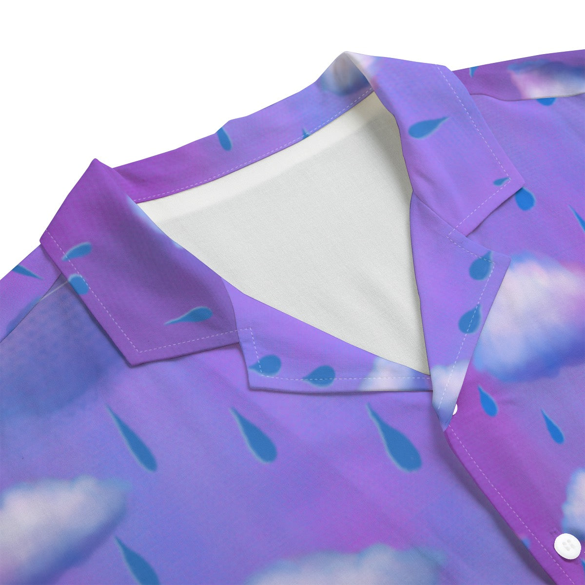 "Cloud Girls Club" rayon button up shirt by ArtistNatalie, front view