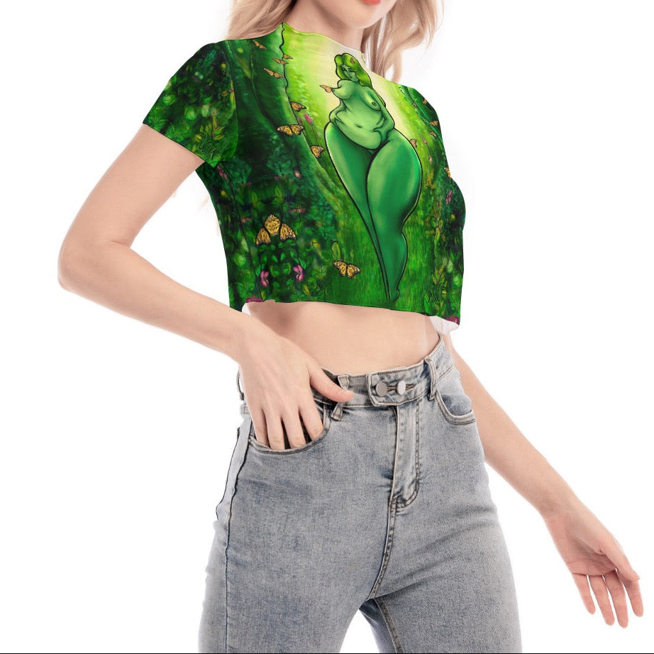 "Body of Light" mesh ultra-cropped top by ArtistNatalie, back view