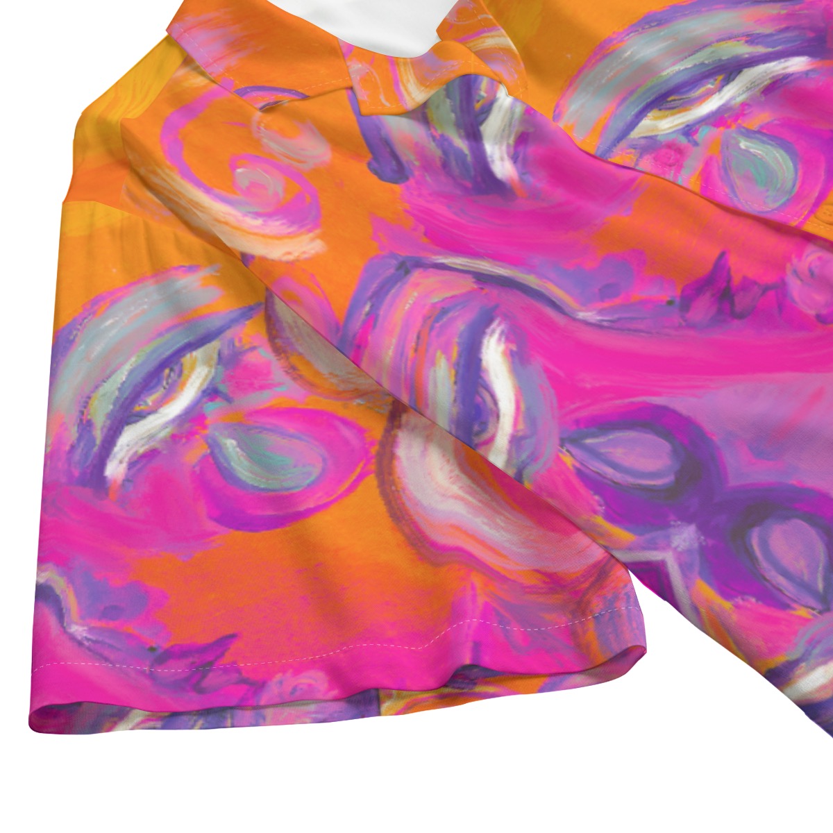 "In the Moment" rayon button up shirt by ArtistNatalie, detail view