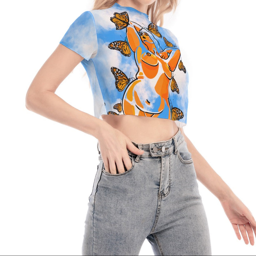 "Carried Away" mesh ultra-cropped top by ArtistNatalie, back view