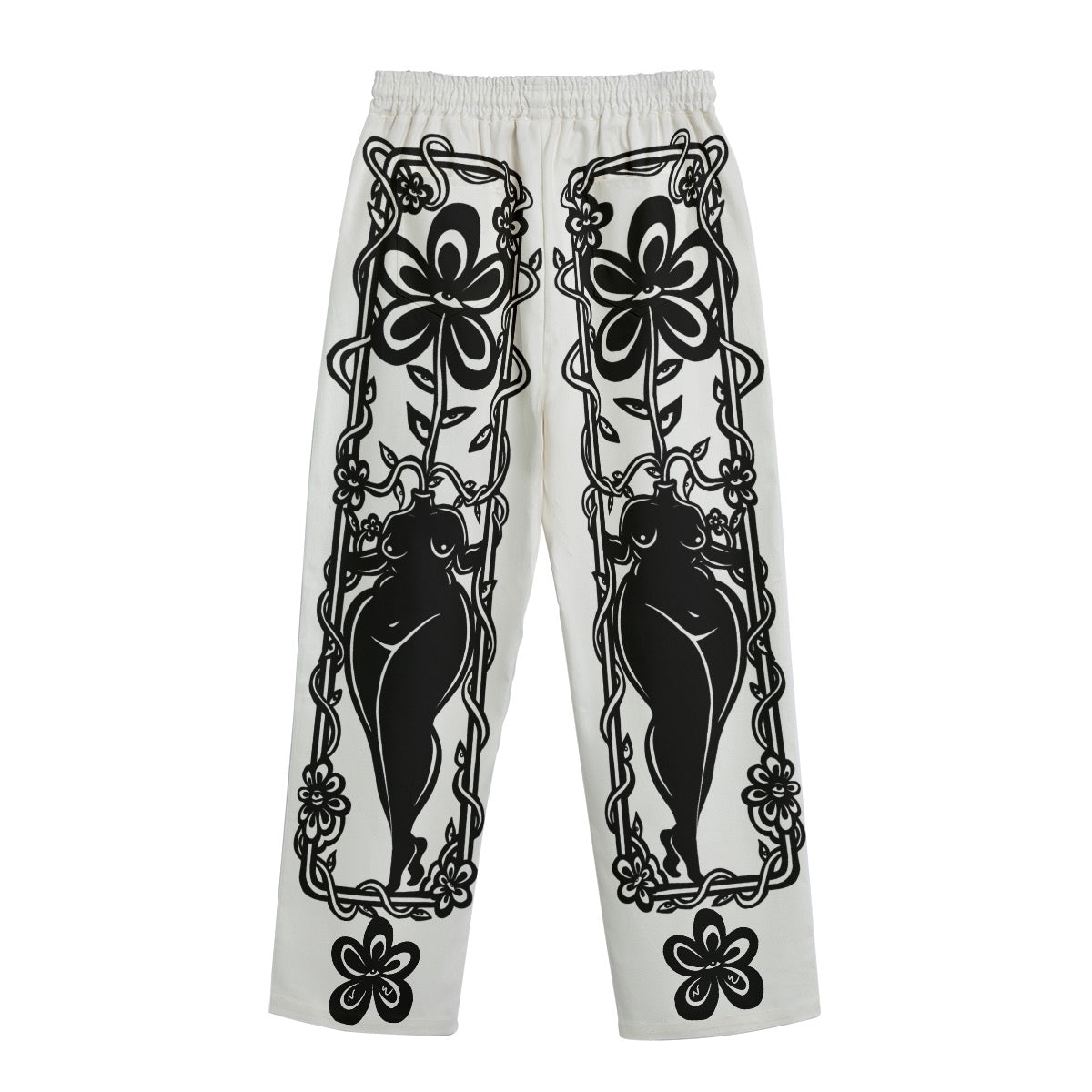 "Connected" cotton straight leg pants by ArtistNatalie, detail view