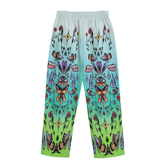 "Look Deep" cotton straight leg pants by ArtistNatalie, front view