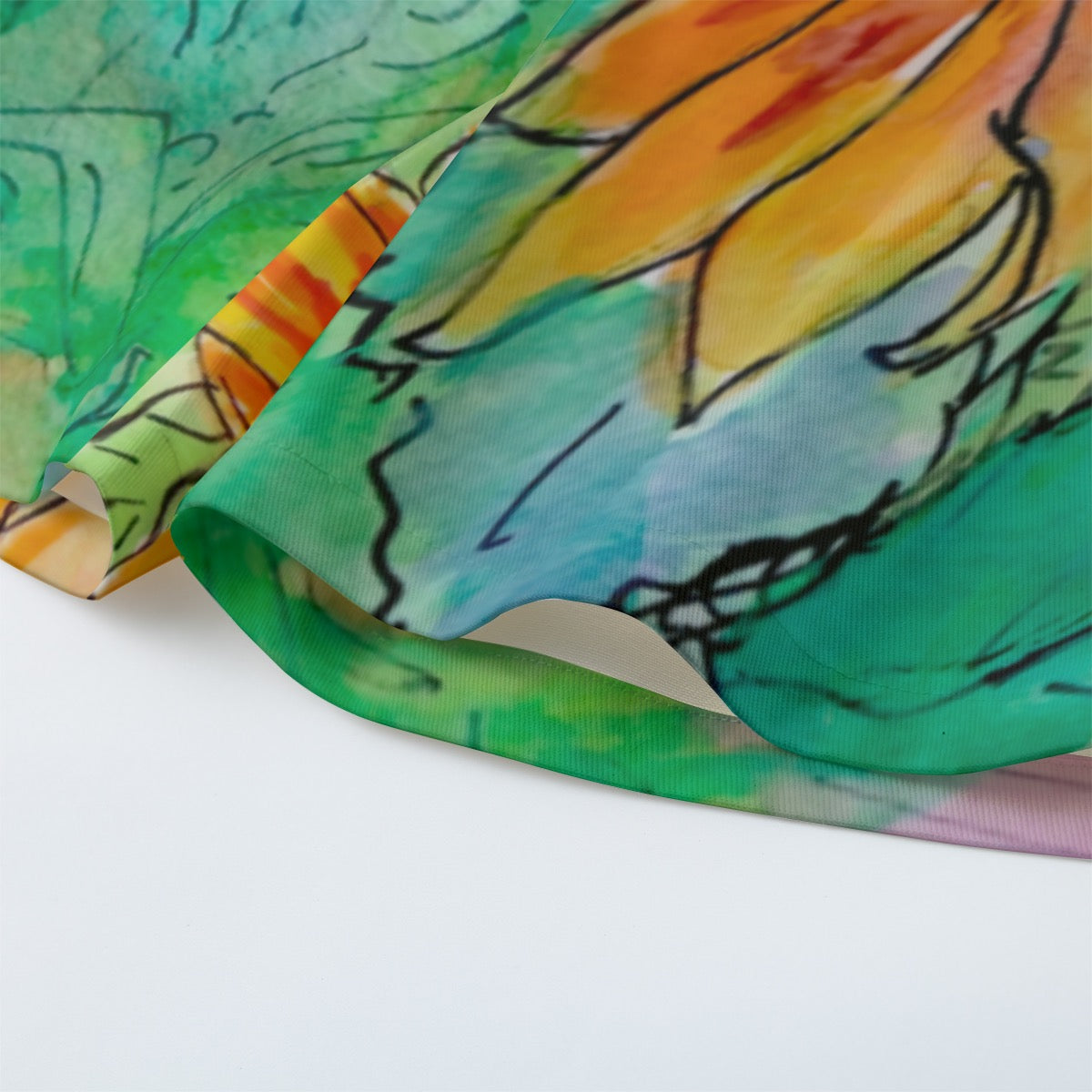 "Kitty in the Garden" cotton shorts by ArtistNatalie, styled view