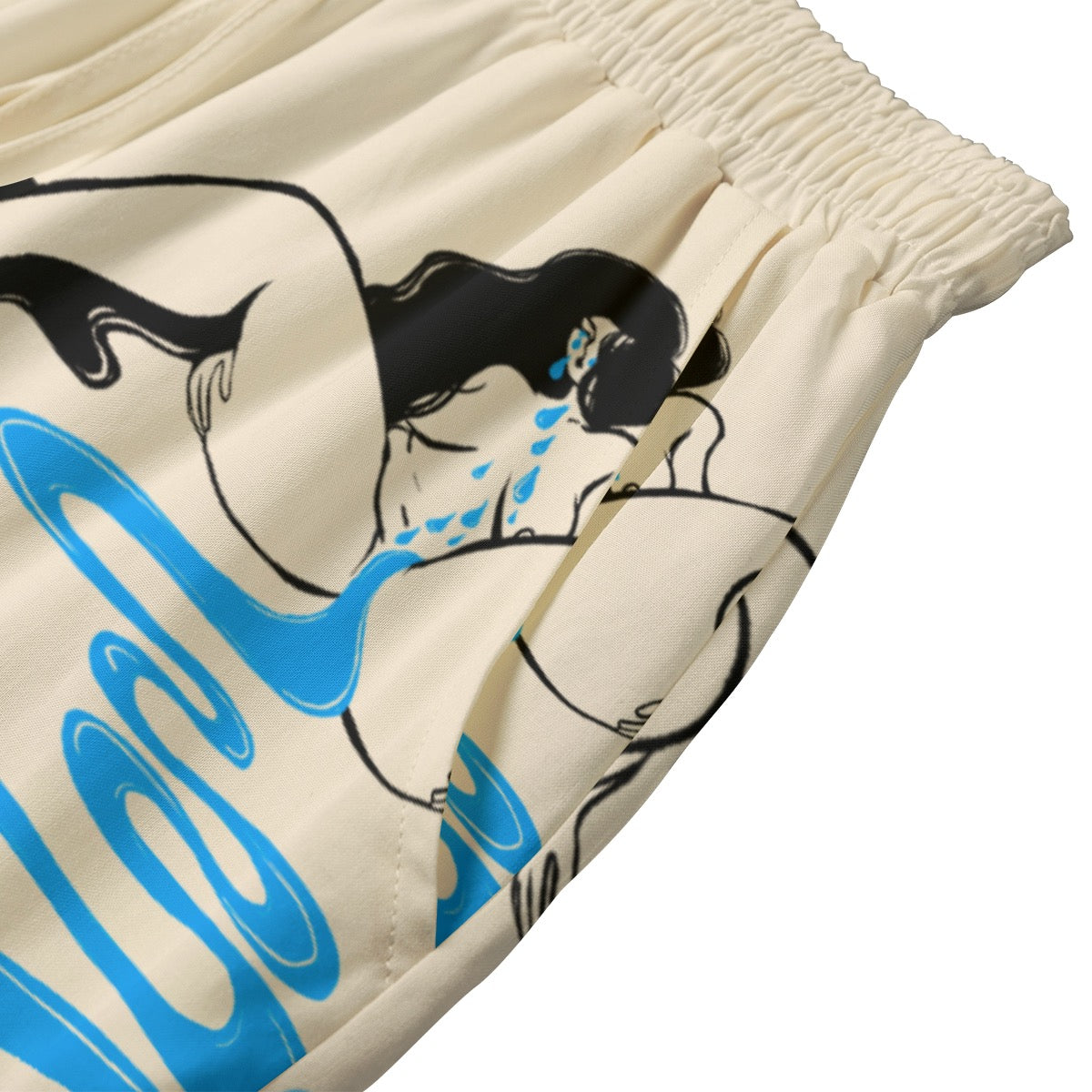 "Too Much" rayon shorts by ArtistNatalie, back view