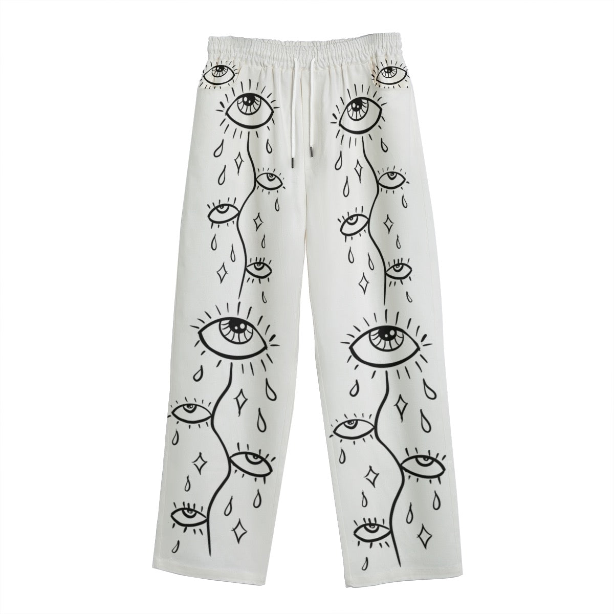 "Eye Wonder" cotton straight leg pants by ArtistNatalie, back view