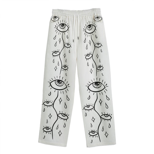"Eye Wonder" cotton straight leg pants by ArtistNatalie, back view