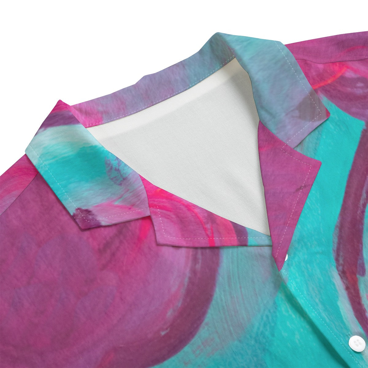 "Zoom Out" rayon button up shirt by ArtistNatalie, back view