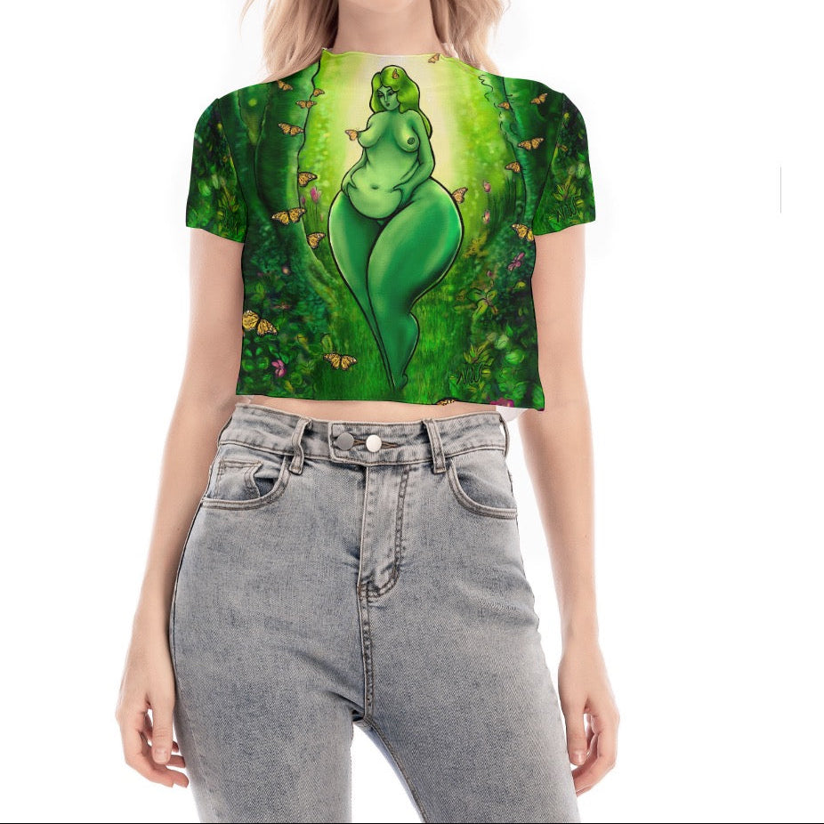 "Body of Light" mesh ultra-cropped top by ArtistNatalie, front view