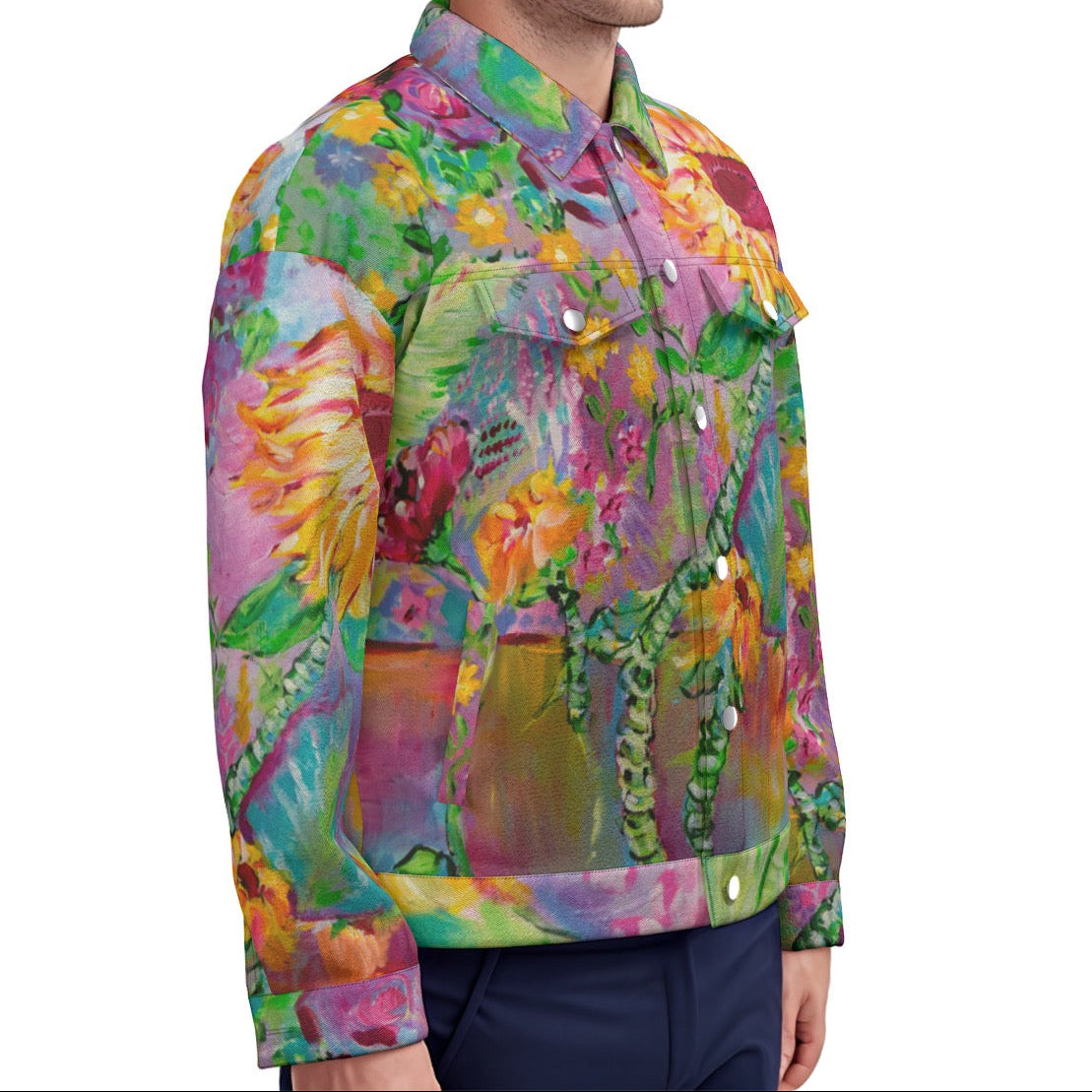 "Sunflower Dream" cotton jacket by ArtistNatalie, detail view