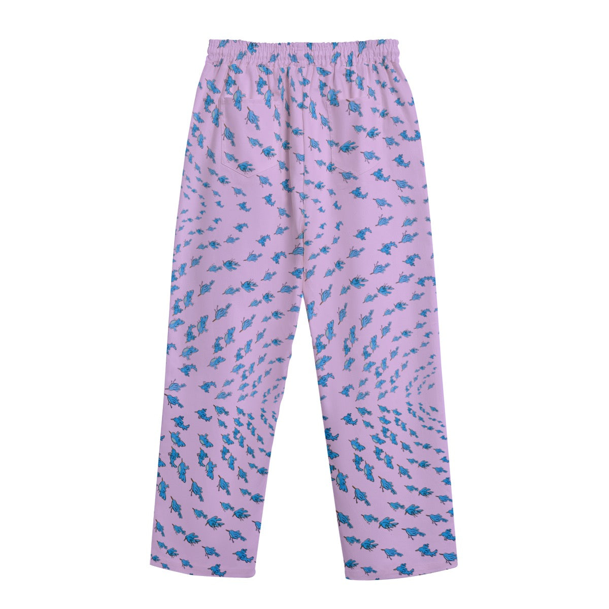 "Birds" cotton straight leg pants by ArtistNatalie, back view