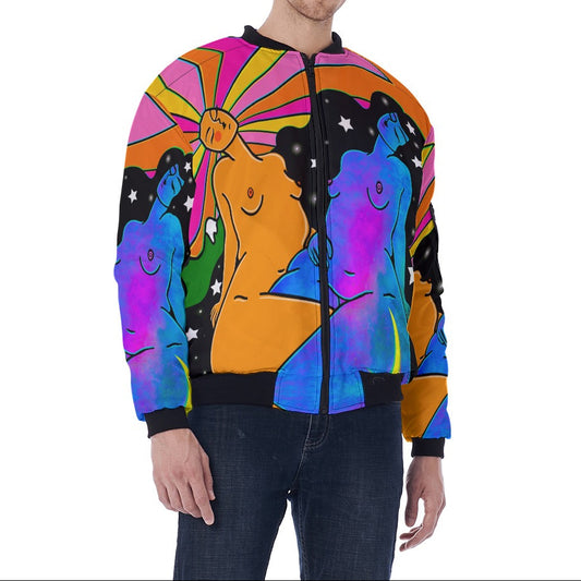"Embody Love" unisex bomber jacket by ArtistNatalie, back view