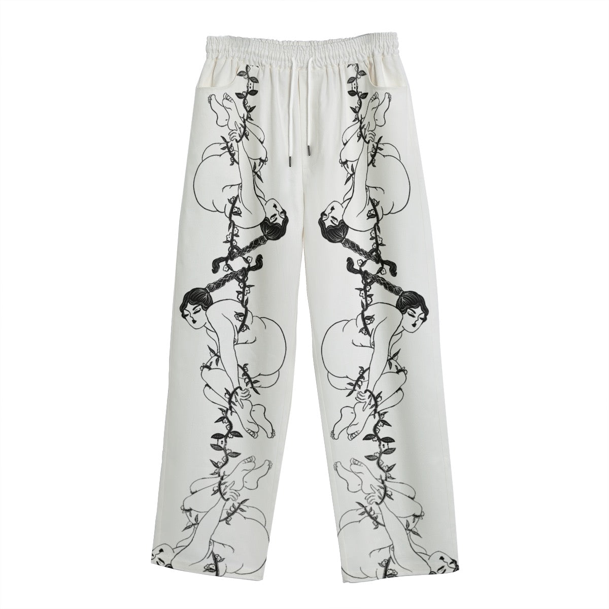 "Trust" cotton straight leg pants by ArtistNatalie, detail view