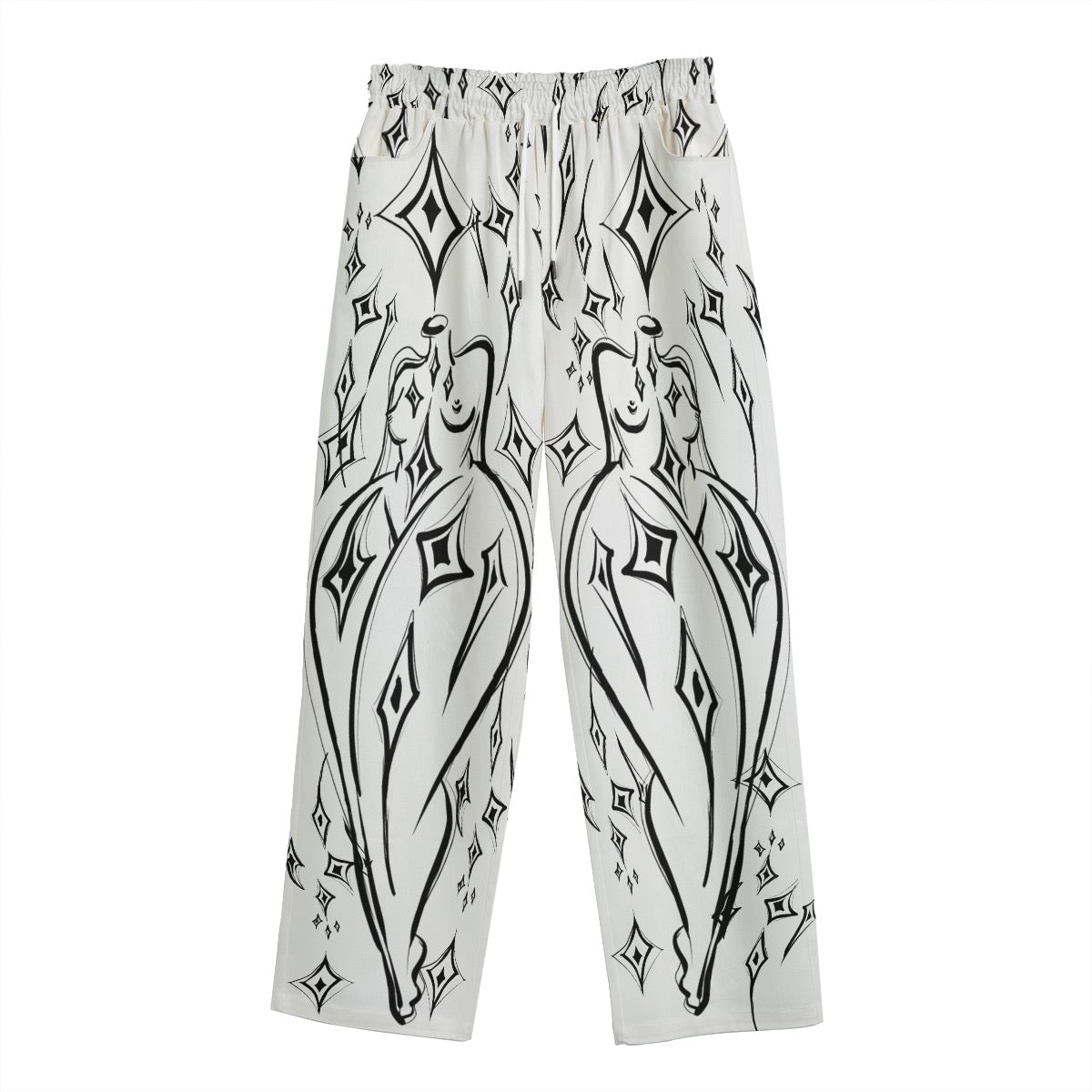 "Starry" cotton straight leg pants by ArtistNatalie, detail view