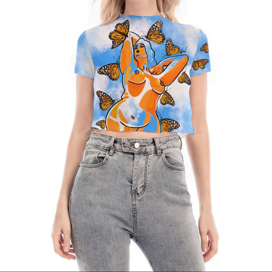 "Carried Away" mesh ultra-cropped top by ArtistNatalie, front view