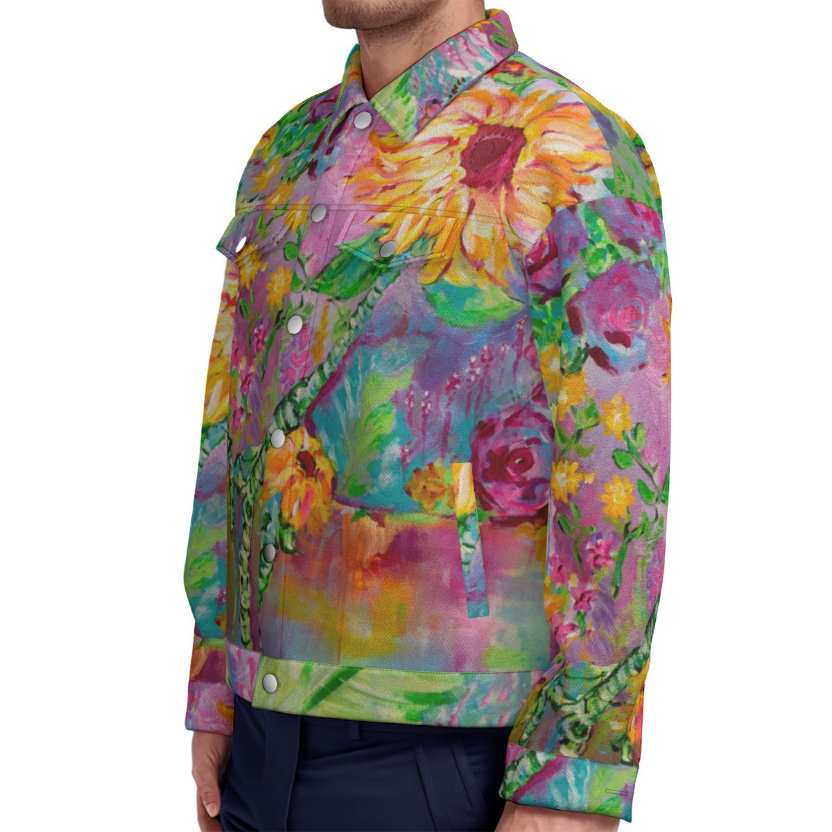 "Sunflower Dream" cotton jacket by ArtistNatalie, styled view