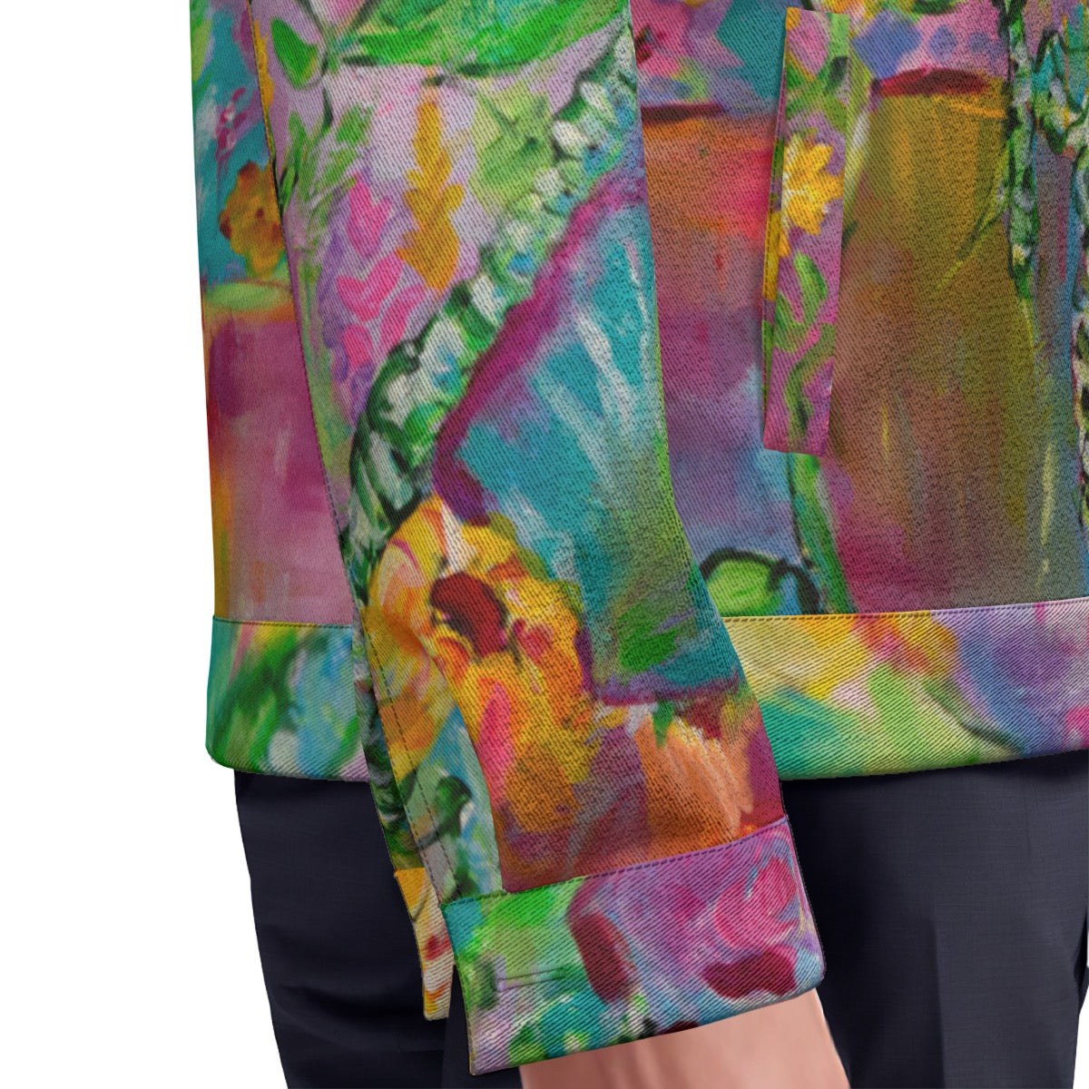 "Sunflower Dream" cotton jacket by ArtistNatalie, front view