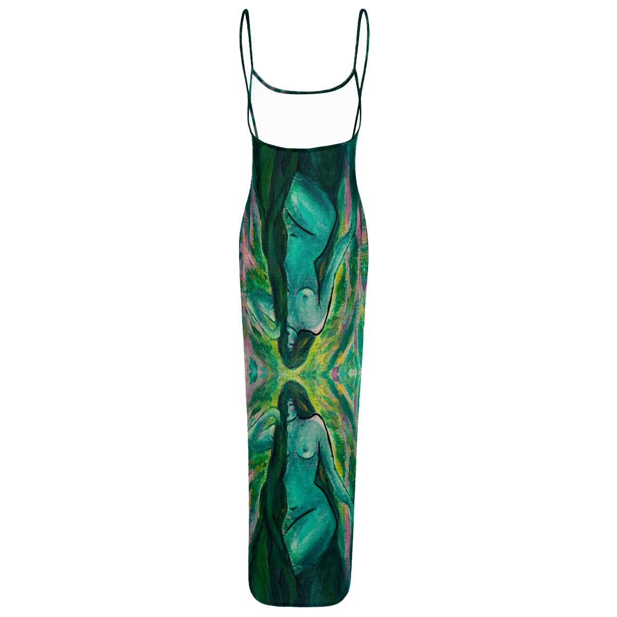 "This is Real" sheer mesh backless maxi dress by ArtistNatalie, back view
