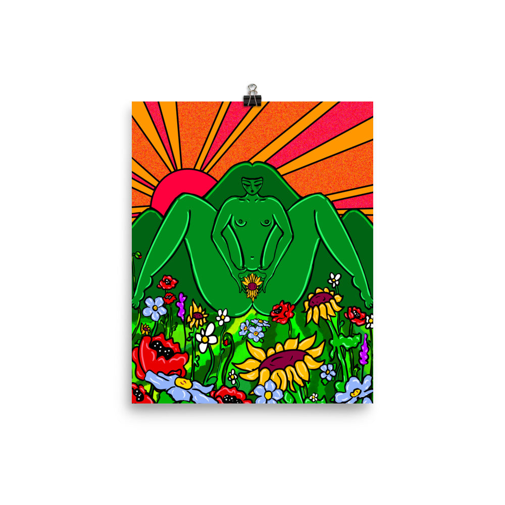"Birth Of A Flower" art print by ArtistNatalie, framed in a room setting