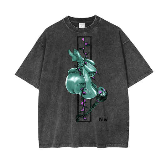 "Trust" acid-washed heavyweight cotton tee by ArtistNatalie, front view