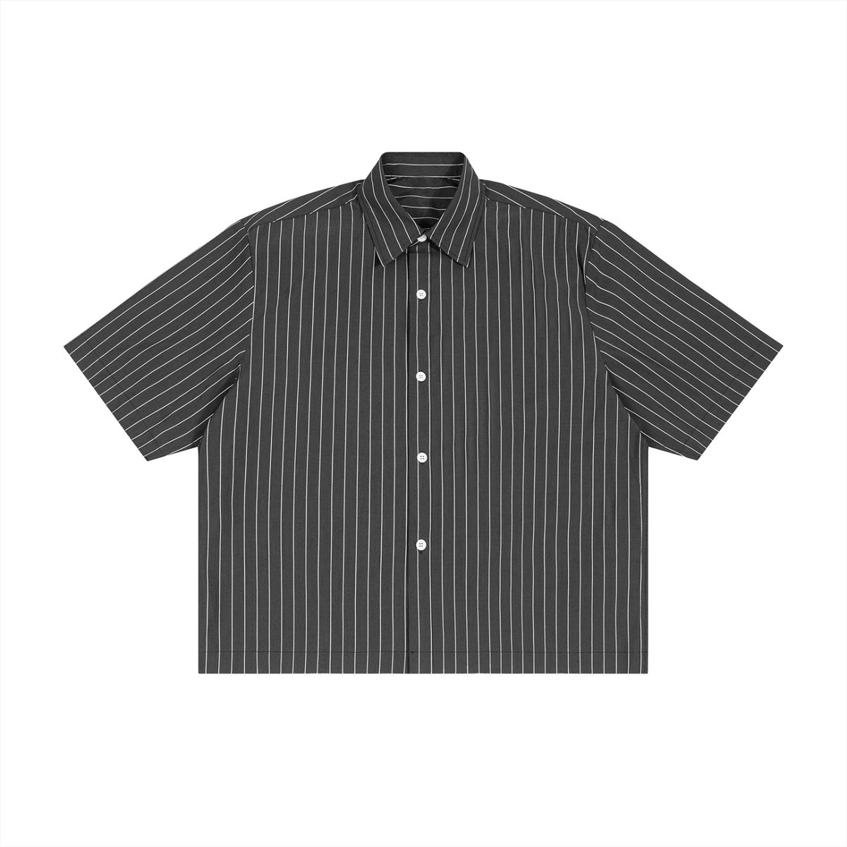"Romantic with Flowers" pinstripe button-up shirt by ArtistNatalie, front view